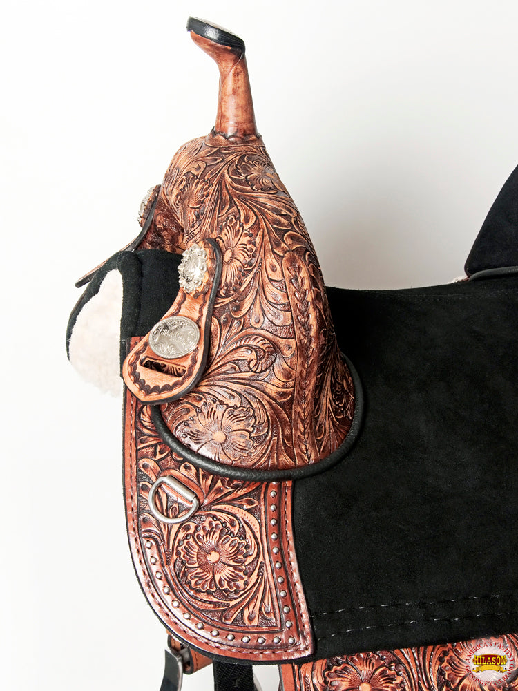 HILASON Western Horse Treeless Trail Barrel American Leather Saddle | for Horses