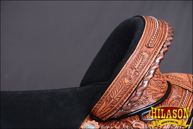 HILASON Western Horse Treeless Trail Barrel American Leather Saddle | for Horses