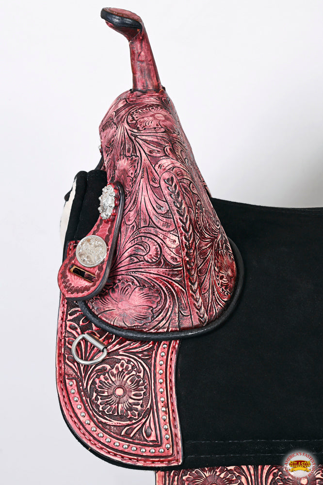 HILASON Western Horse Treeless Trail Barrel American Leather Saddle | for Horses