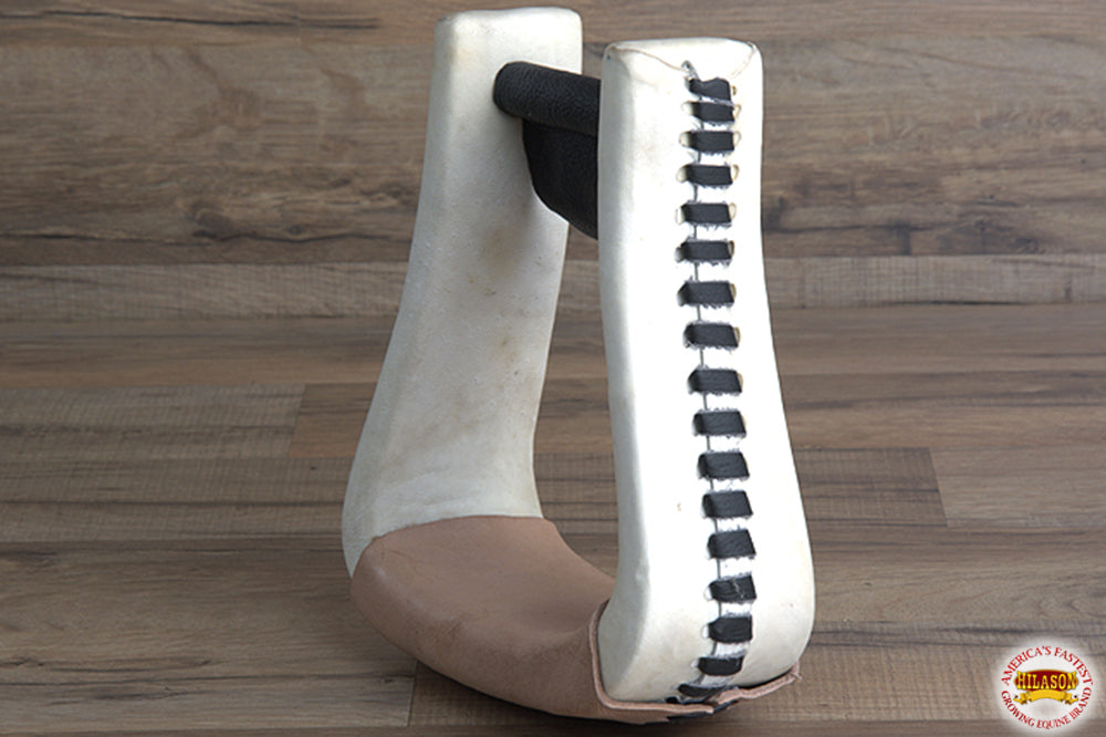 HILASON Horse Western Saddle Stirrup Oversize Rawhide Leather Pair| Stirrups | Stirrups| Covered