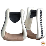 HILASON Horse Western Saddle Stirrup Oversize Rawhide Leather Pair| Stirrups | Stirrups| Covered
