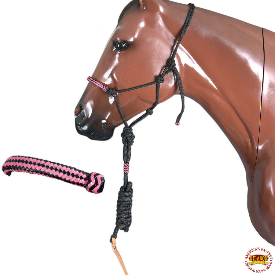 W. H. Halter Poly Rope Tied Adjustable 8 Ft Lead Rope Hilason – by Hilason – Cowboy and equestrian accessories