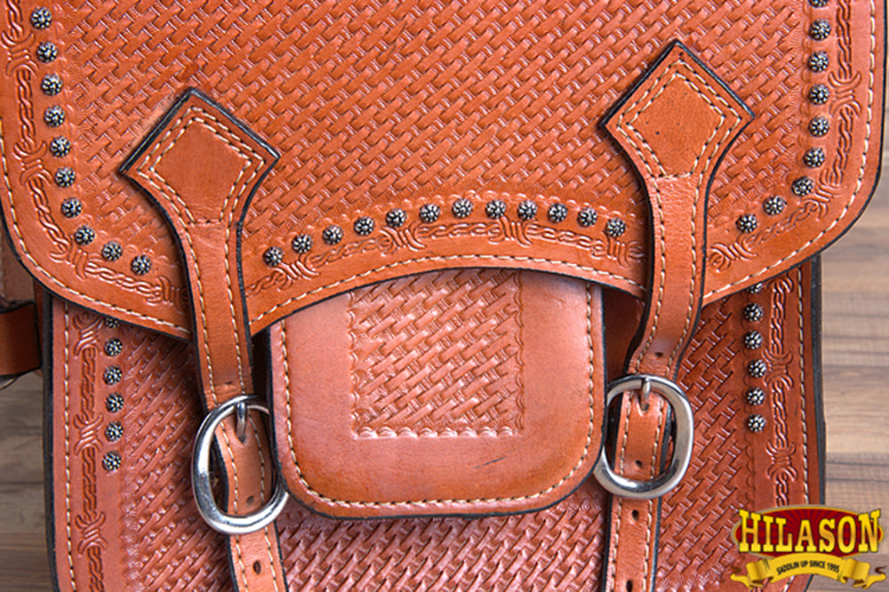 Bh113Tk-F Hilason Western Leather Cowboy Trail Ride Horse Saddle Bag