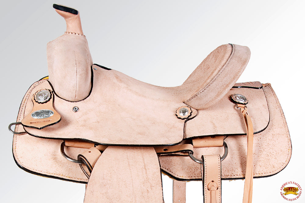 Western Horse Saddle American Leather Ranch Roping Cowboy Rough Out Tan Hilason