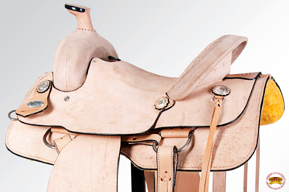Western Horse Saddle American Leather Ranch Roping Cowboy Rough Out Tan Hilason