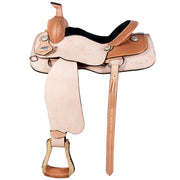 HILASON Western Horse Saddle American Leather Ranch Roping Cowboy Rough Out Tan  | Hand Tooled | Horse Saddle | Western Saddle | Wade & Roping Saddle | Horse Leather Saddle | Saddle For Horses