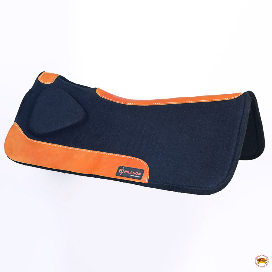 HILASON Western Wool Felt Horse Saddle Pad W/ Distressed Wear Leather | for Horses