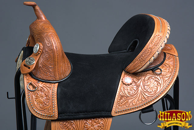HILASON Western Horse Treeless Trail Barrel American Leather Saddle | for Horses
