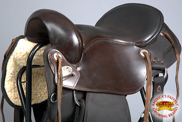 HILASON Gaited Western Trail Pleasure Endurance American Leather Saddle Dark Brown | Horse Treeless for Horses