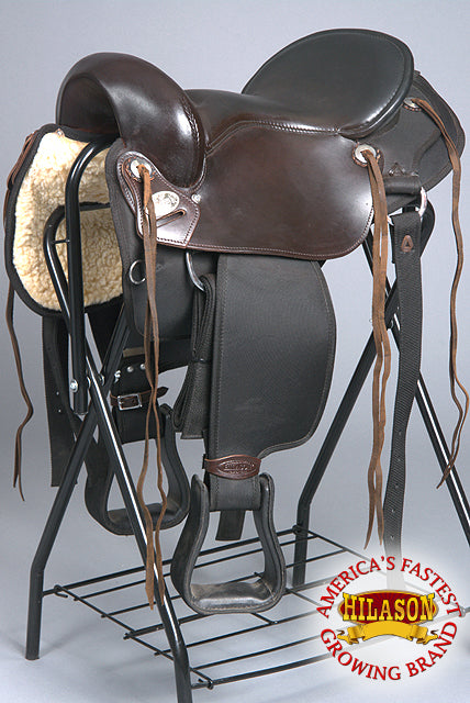 HILASON Gaited Western Trail Pleasure Endurance American Leather Saddle Dark Brown | Horse Treeless for Horses