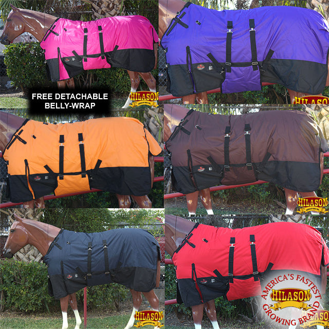 HILASON 1200D Winter Waterproof Turnout Horse Blanket Belly Wrap| | Blankets for