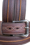3D Men's Distressed Full-Grain Leather Belt With Antique Silver Roller Buckle