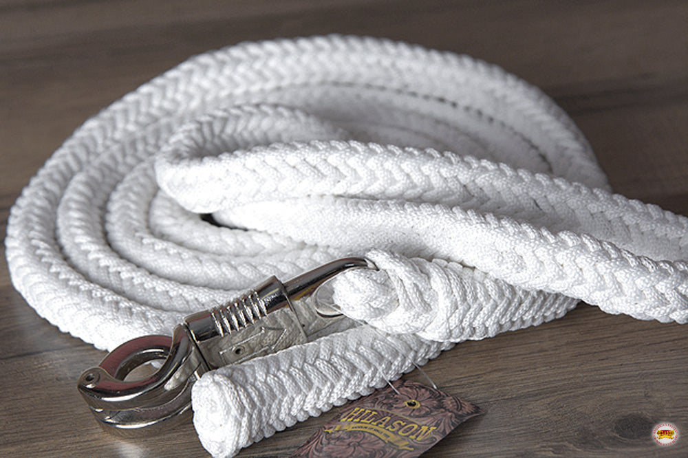 Hilason Horse Riding Poly Lead Rope Blue Tan 1" X 9 Ft.