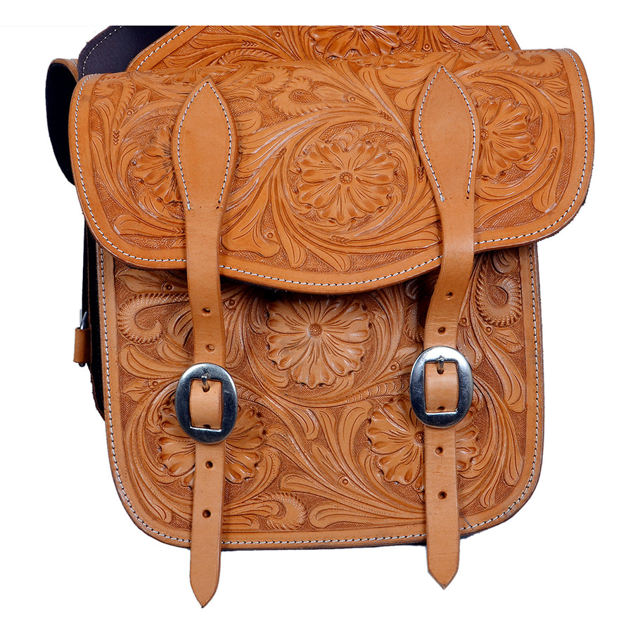 HILASON Soft Leather Horse Saddle Bag Tan | Equestrian Western Adjustable Closure