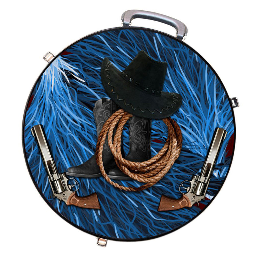 Blue western duffel bag with cowboy hat and revolvers design - Uhorse