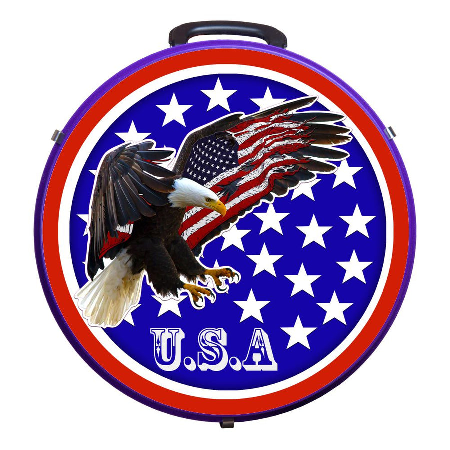 Blue and red round lunchbox with eagle and USA design - Uhorse