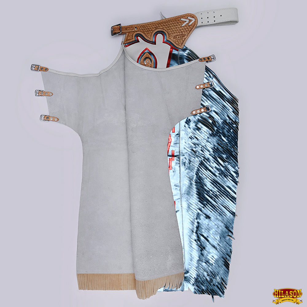 Hilason Handmade Genuine Leather Chaps Adult Handtooled Rodeo Bull Riding
