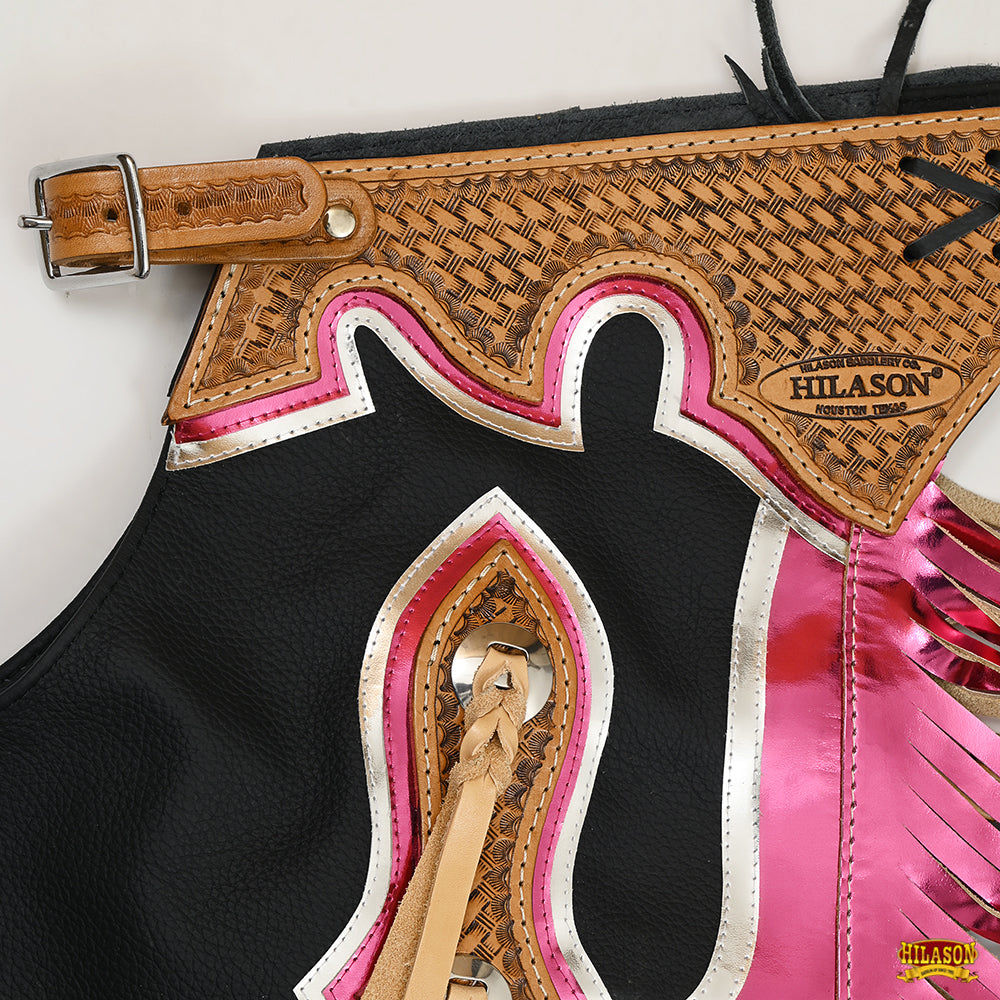 Hilason Handmade Genuine Leather Chaps Adult Handtooled Rodeo Bull Riding