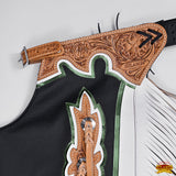 Hilason Handmade Genuine Leather Chaps Adult Handtooled Rodeo Bull Riding