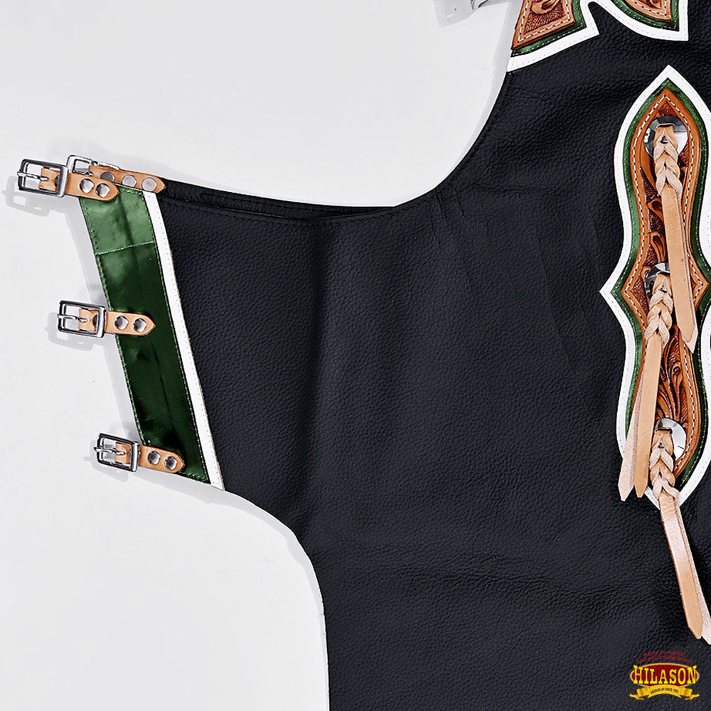 Hilason Handmade Genuine Leather Chaps Adult Handtooled Rodeo Bull Riding