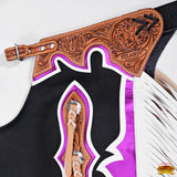 Hilason Handmade Genuine Leather Chaps Adult Handtooled Rodeo Bull Riding