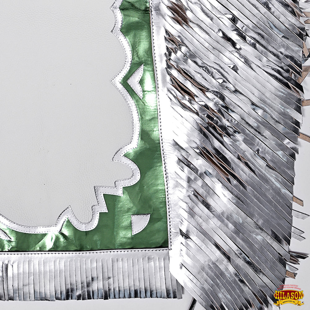 Hilason Pro Rodeo Bronc Bull-Riding Show Genuine Leather Chaps - White