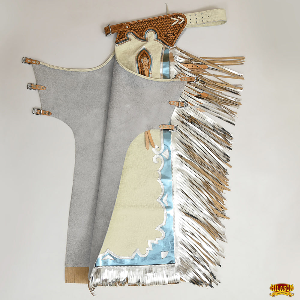 Hilason Handmade Genuine Leather Chaps Adult Handtooled Rodeo Bull Riding