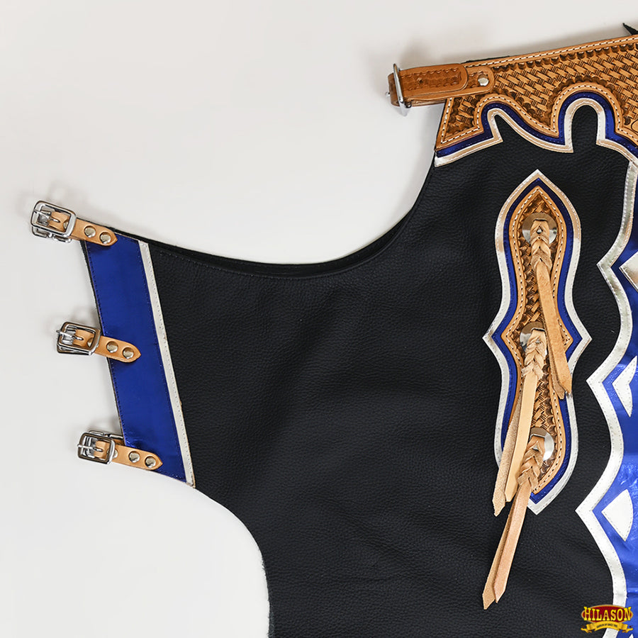 HILASON Western Genuine Leather Pro Rodeo Bull Riding Chaps Unisex