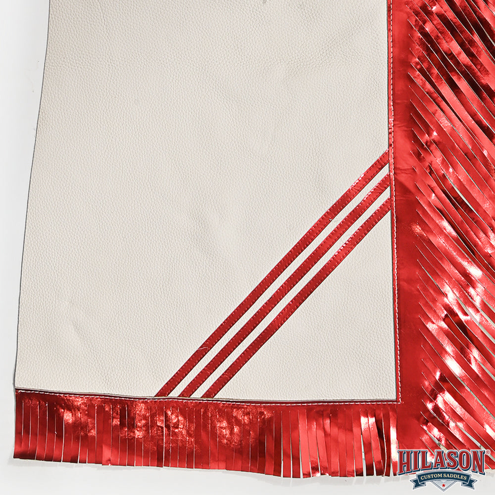 Hilason Pro Rodeo Bull Riding Chaps Us Flag White Genuine Leather