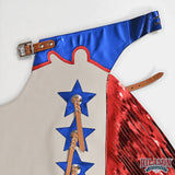 Hilason Pro Rodeo Bull Riding Chaps Us Flag White Genuine Leather