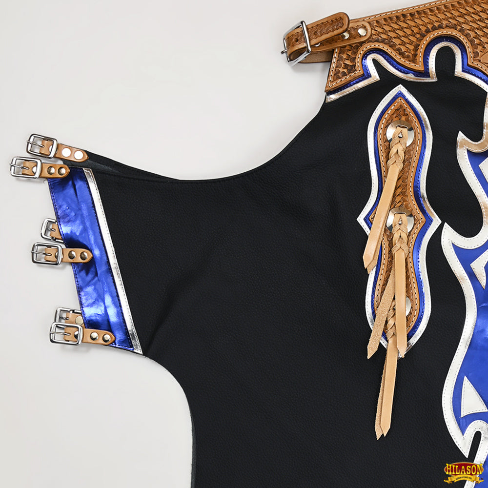 Hilason Handmade Genuine Leather Chaps Adult Handtooled Rodeo Bull Riding
