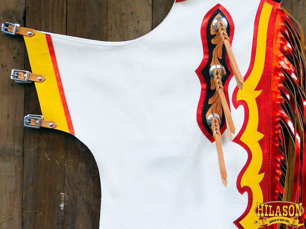 Hilason Handmade Genuine Leather Chaps Adult Handtooled Rodeo Bull Riding