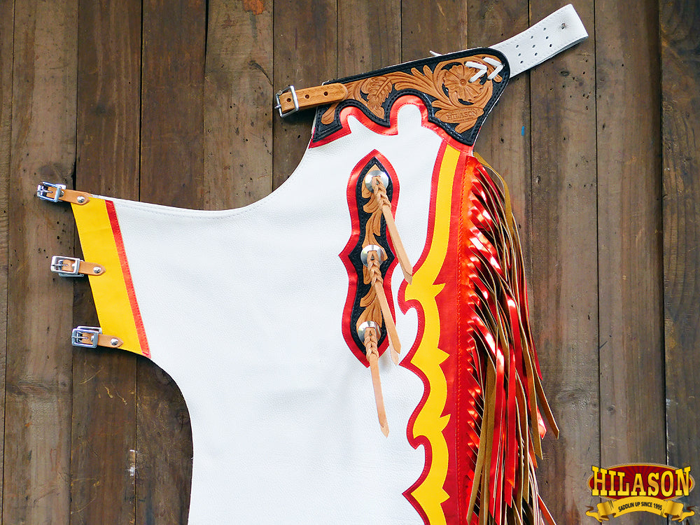 Hilason Handmade Genuine Leather Chaps Adult Handtooled Rodeo Bull Riding