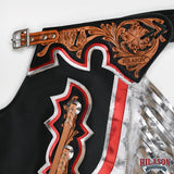 Hilason Handmade Genuine Leather Chaps Adult Handtooled Rodeo Bull Riding