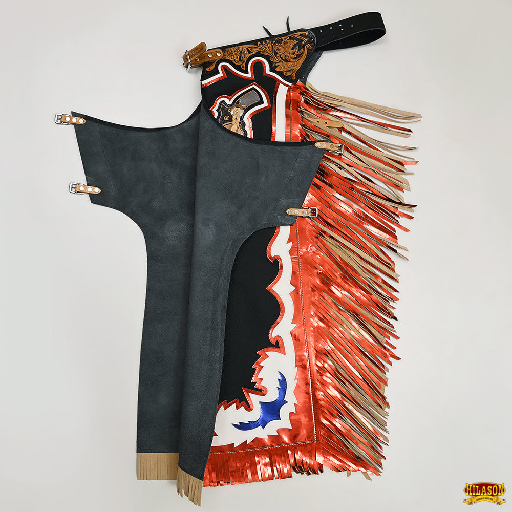 Hilason Handmade Genuine Leather Chaps Adult Handtooled Rodeo Bull Riding