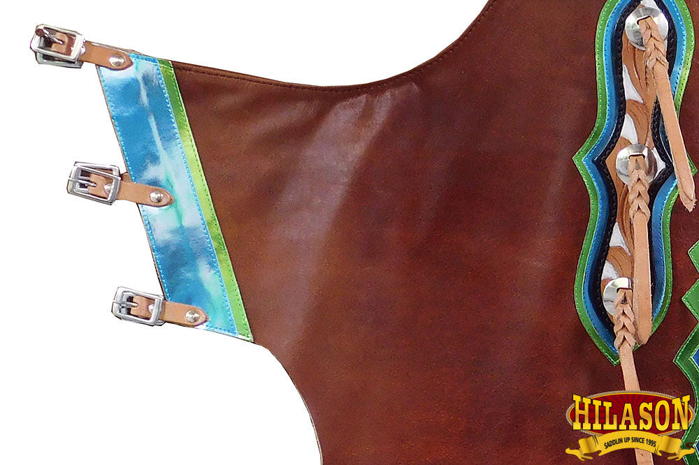 Hilason Handmade Genuine Leather Chaps Adult Handtooled Rodeo Bull Riding