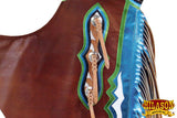 Hilason Handmade Genuine Leather Chaps Adult Handtooled Rodeo Bull Riding