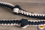Hilason Braided Poly Barrel Racing Contest Flat Reins 1" X 8Ft Tan Black