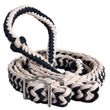 Hilason Braided Poly Barrel Racing Contest Flat Reins 1" X 8Ft Tan Black