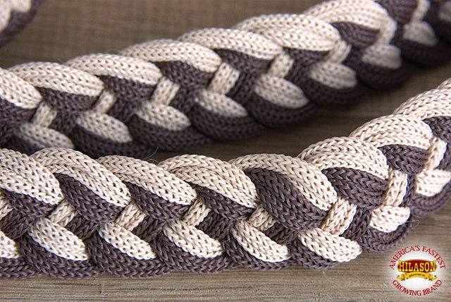 Hilason Braided Poly Barrel Racing Contest Flat Reins 1" X 8Ft Tan Black