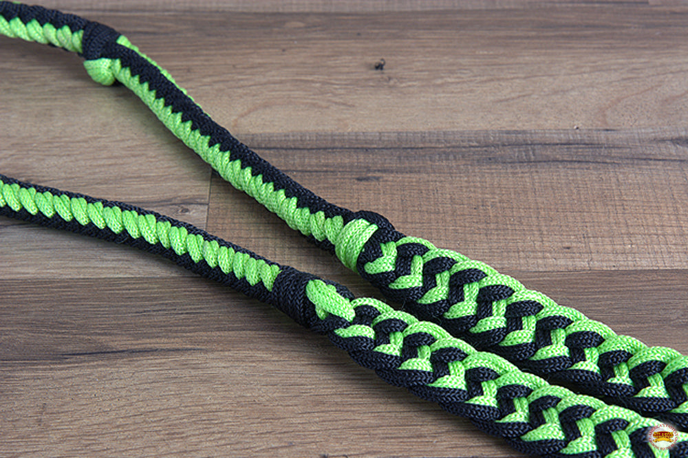 Hilason Braided Poly Barrel Racing Contest Flat Reins 1" X 8Ft Tan Black