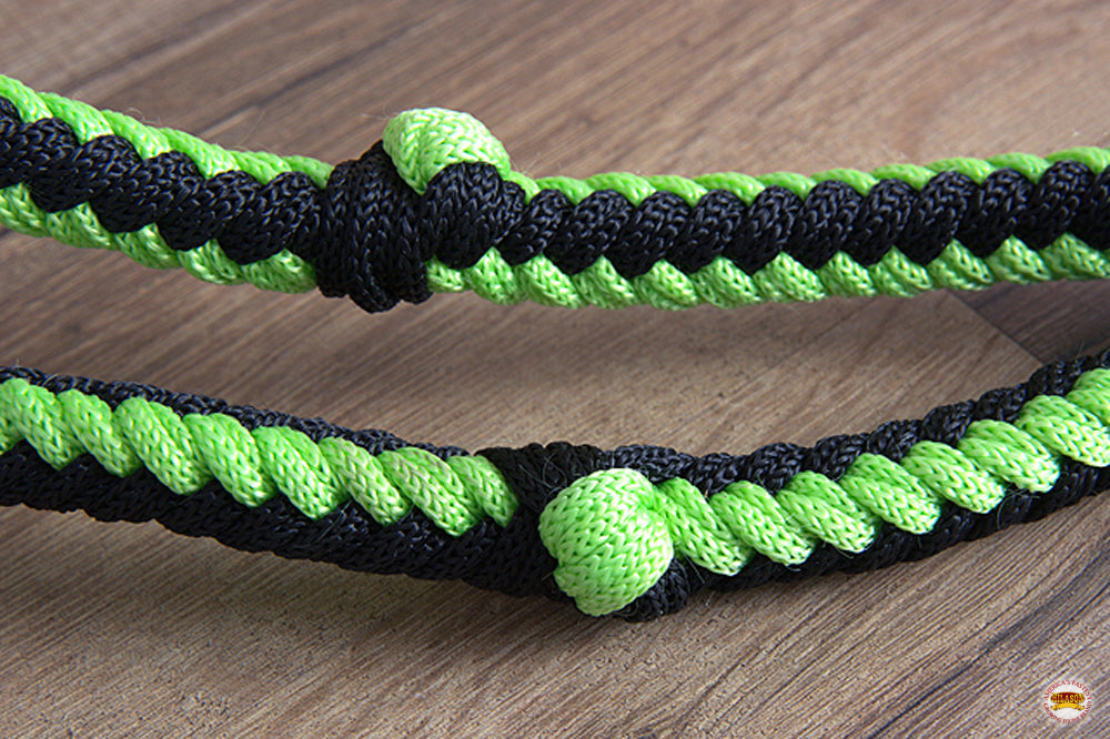 Hilason Braided Poly Barrel Racing Contest Flat Reins 1" X 8Ft Tan Black