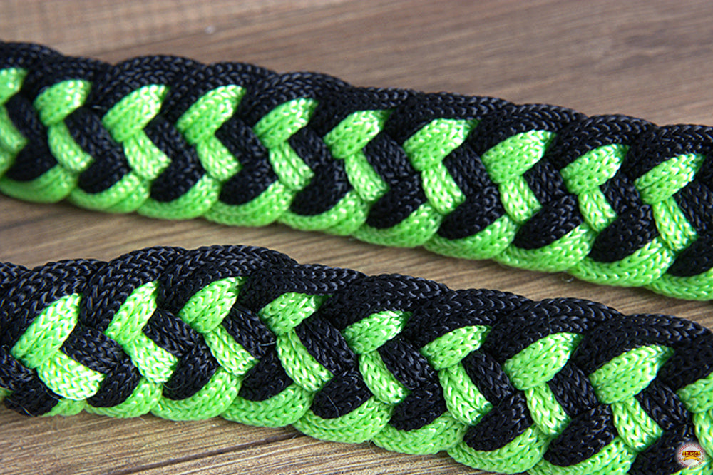 Hilason Braided Poly Barrel Racing Contest Flat Reins 1" X 8Ft Tan Black