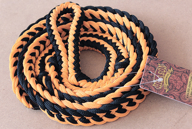 Hilason Braided Poly Barrel Racing Contest Flat Reins 1" X 8Ft Tan Black