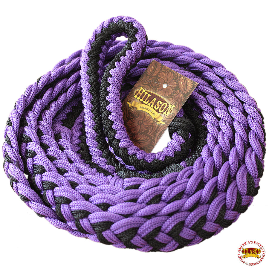 Hilason Braided Poly Barrel Racing Contest Flat Reins 1" X 8Ft Purple Black - Uhorse