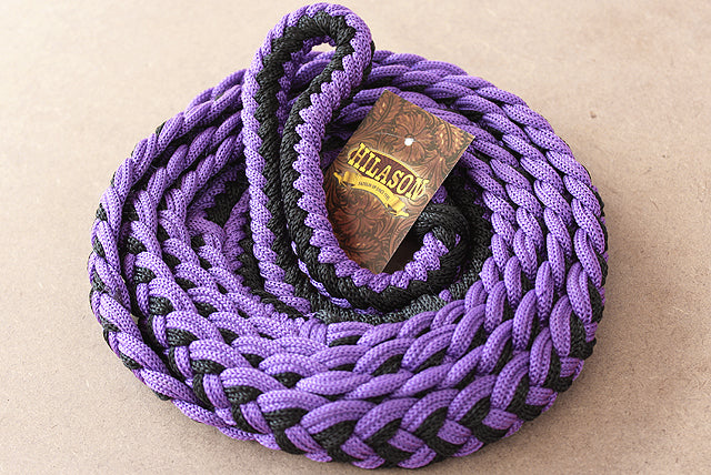 Hilason Braided Poly Barrel Racing Contest Flat Reins 1" X 8Ft Tan Black