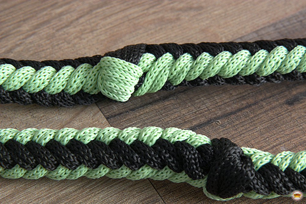 Hilason Braided Poly Barrel Racing Contest Flat Reins 1" X 8Ft Tan Black