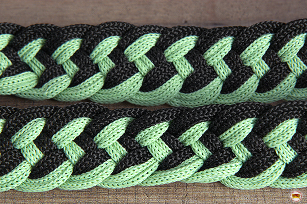 Hilason Braided Poly Barrel Racing Contest Flat Reins 1" X 8Ft Tan Black