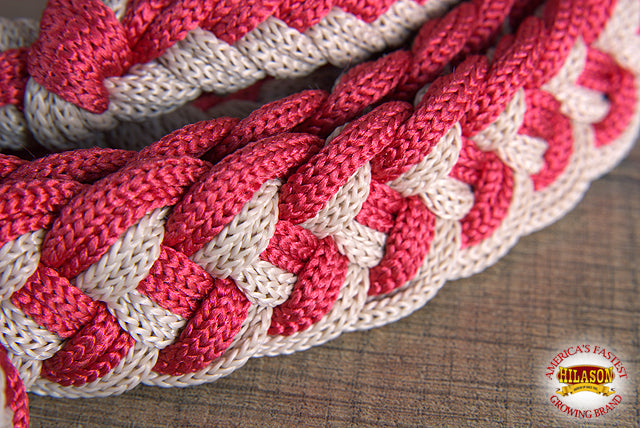 Hilason Braided Poly Barrel Racing Contest Flat Reins 1" X 8Ft Tan Black