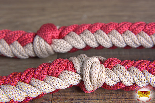 Hilason Braided Poly Barrel Racing Contest Flat Reins 1" X 8Ft Tan Black